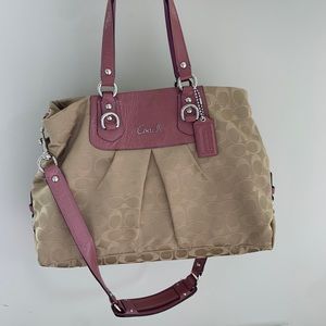 Barely Used Coach Handbag Khaki and Dusty Rose
